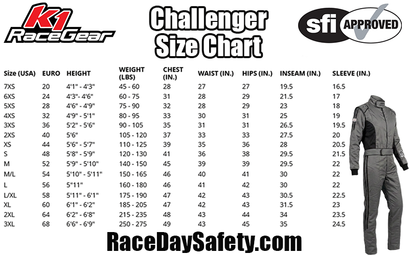 K1 RaceGear Challenger Racing Suit Gray/Black <br>SFI 3.2A/1