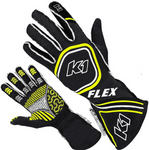 K1 RaceGear Flex Gloves Black/Flo Yellow <br>SFI 3.3/5