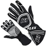 K1 RaceGear Flex Gloves Black/White <br>SFI 3.3/5