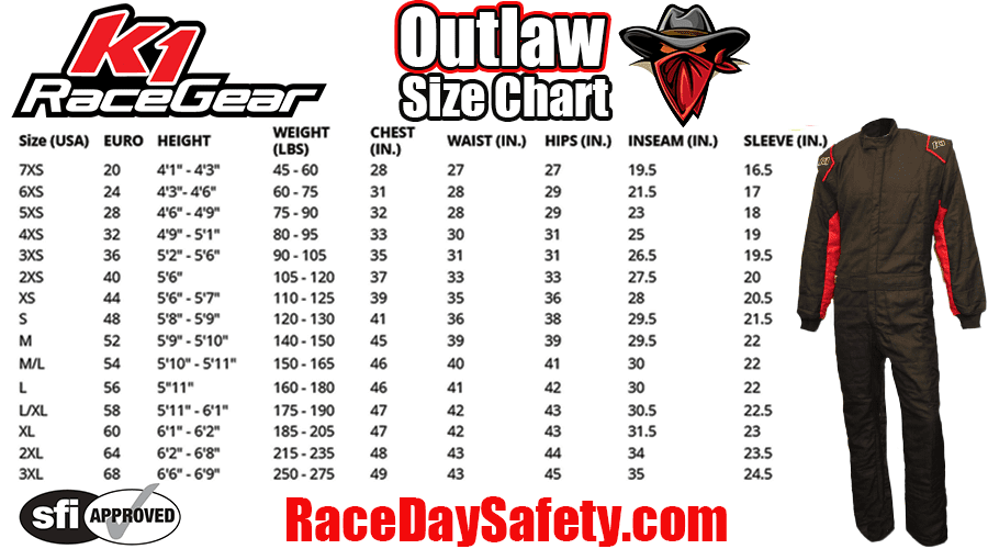 K1 RaceGear Outlaw Fire Suit Black/Red <br>SFI 3.2A/5