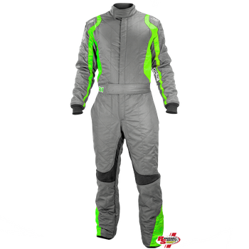 K1 RaceGear Precision 2 Auto Racing Suit Gray/Flo Green <br>SFI 3.2A/5