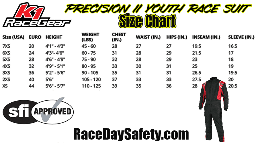 K1 RaceGear Precision II Youth Race Suit Black/Red <br>SFI 3.2A/5