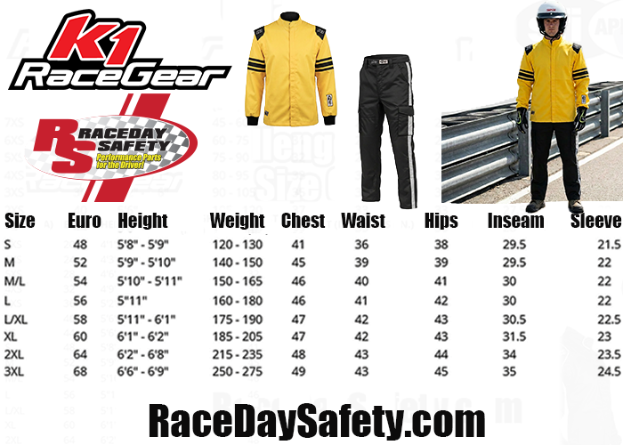 K1 RaceGear "RaceDay" Yellow Crew Jacket <br>SFI 3.2A/1