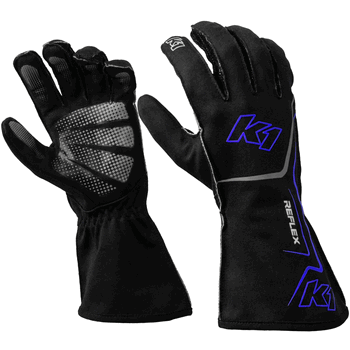 K1 RaceGear Reflex Kart Racing Gloves Black/Blue