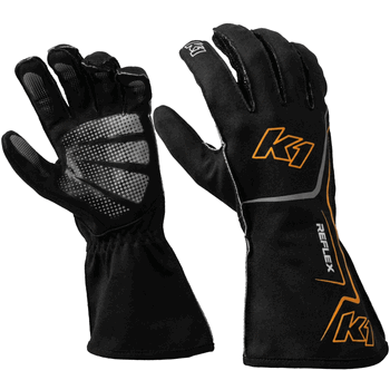 K1 RaceGear Reflex Kart Racing Gloves Black/Orange