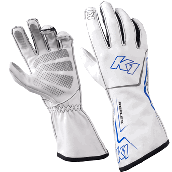 K1 RaceGear Reflex Kart Racing Gloves White/Blue