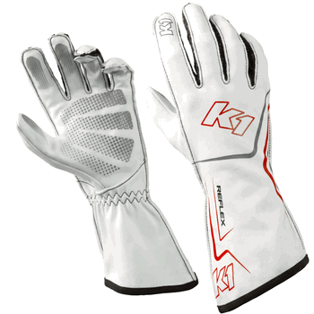 K1 RaceGear Reflex Kart Racing Gloves White/Red