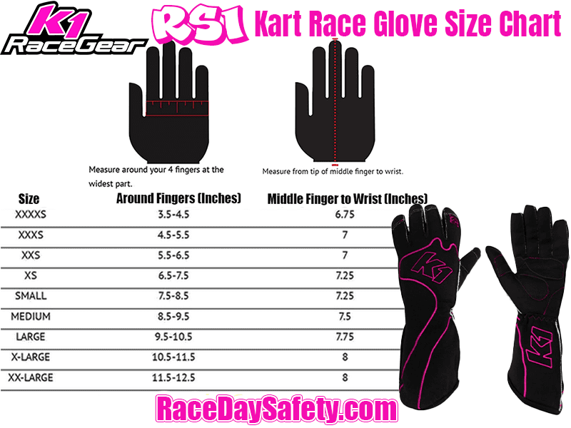K1 RaceGear RS1 Karting Gloves In Black/Pink