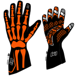K1 RaceGear SKELETON Nomex® Racing Gloves Black/Flo Orange <br>SFI 3.3/5