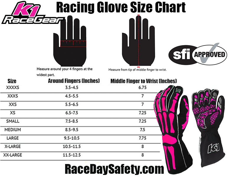 K1 RaceGear SKELETON Nomex® Racing Gloves Black/Pink <br>SFI 3.3/5