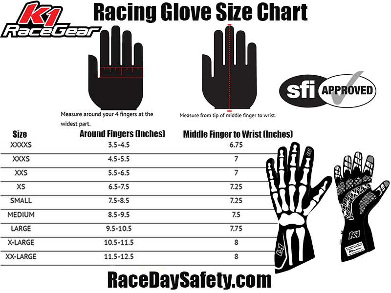 K1 RaceGear SKELETON Nomex® Racing Gloves Black/White <br>SFI 3.3/5