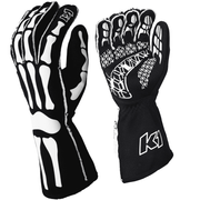 K1 RaceGear SKELETON Nomex® Racing Gloves Black/White <br>SFI 3.3/5