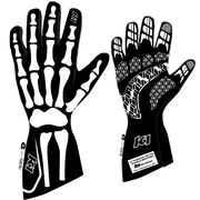K1 RaceGear SKELETON Nomex&#174; Racing Gloves Black/White <br>SFI 3.3/5