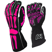 K1 RaceGear SKELETON Nomex® Racing Gloves Black/Pink <br>SFI 3.3/5
