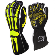 K1 RaceGear SKELETON Nomex® Racing Gloves Black/Flo Yellow <br>SFI 3.3/5