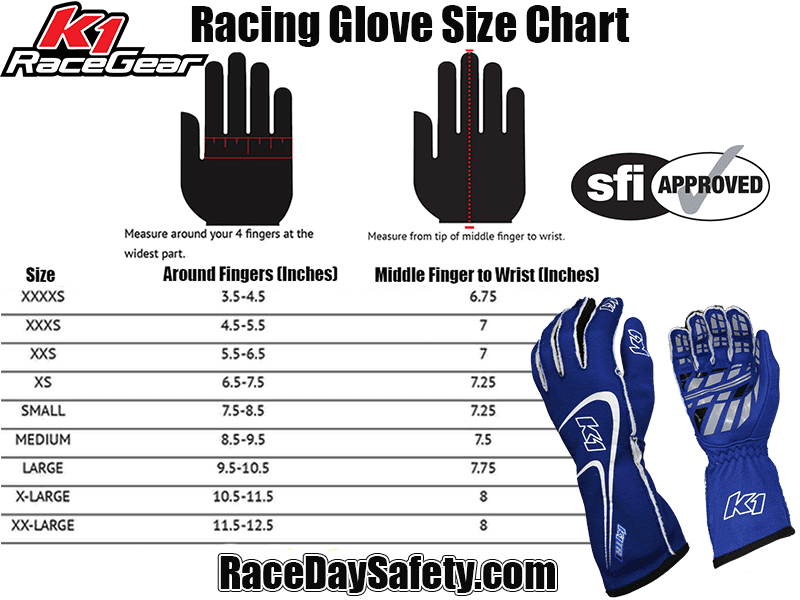 K1 RaceGear Track 1 Nomex&#174; Racing Gloves Blue <br>SFI 3.3/5