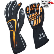 K1 RaceGear Track 1 Nomex&#174; Racing Gloves Black/Flo Orange <br>SFI 3.3/5