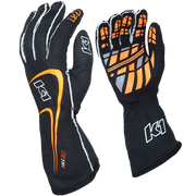 K1 RaceGear Track 1 Nomex&#174; Racing Gloves Black/Flo Orange <br>SFI 3.3/5