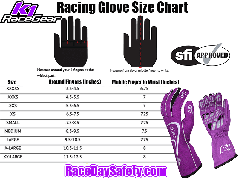 K1 RaceGear Track 1 Nomex&#174; Racing Gloves Purple <br>SFI 3.3/5