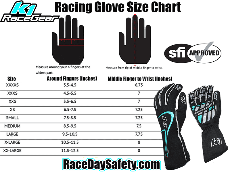 K1 RaceGear Track 1 Nomex&#174; Racing Gloves Black/Teal <br>SFI 3.3/5