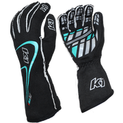 K1 RaceGear Track 1 Nomex® Racing Gloves Black/Teal <br>SFI 3.3/5