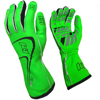 K1 RaceGear Track 1 Nomex® Racing Gloves Flo Green <br>SFI 3.3/5