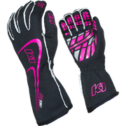 K1 RaceGear Track 1 Nomex® Racing Gloves Black/Pink <br>SFI 3.3/5