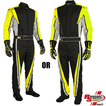 K1 RaceGear Vortex Flo Yellow Package: Includes Vortex Race Suit, Track-1 Race Gloves and Challenger Race Shoes