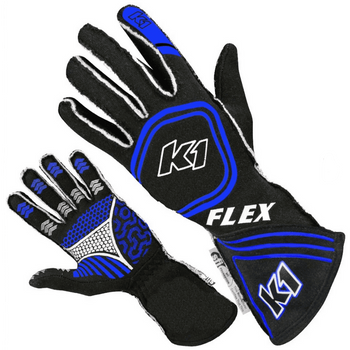 K1 RaceGear Youth Flex Nomex&#174; Gloves Black/Blue <br>SFI 3.3/5