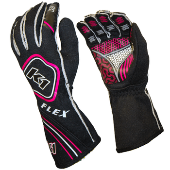 K1 RaceGear Youth Flex Nomex&#174; Gloves Black/Pink <br>SFI 3.3/5