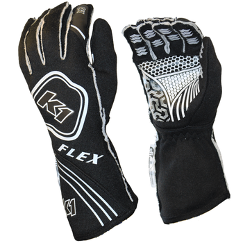 K1 RaceGear Youth Flex Nomex&#174; Gloves Black/White <br>SFI 3.3/5