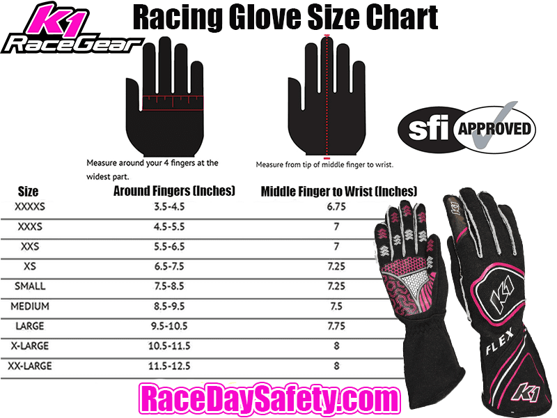 K1 RaceGear Youth Flex Nomex&#174; Gloves Black/Pink <br>SFI 3.3/5