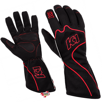 K1 RaceGear RS1 Karting Gloves In Black/Red