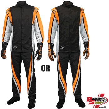 K1 RaceGear Vortex Flo Orange 2 pc Package: Includes Vortex Race Jacket, Pants, Race Gloves and Challenger Shoes