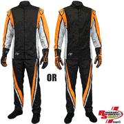 K1 RaceGear Vortex Flo Orange 2 pc Package: Includes Vortex Race Jacket, Pants, Race Gloves and Challenger Shoes