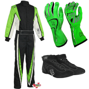 K1 RaceGear Vortex Flo Green Package: Includes Vortex Race Suit, Track-1 Race Gloves and Challenger Race Shoes