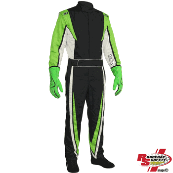K1 RaceGear Vortex Flo Green Package: Includes Vortex Race Suit, Track-1 Race Gloves and Challenger Race Shoes