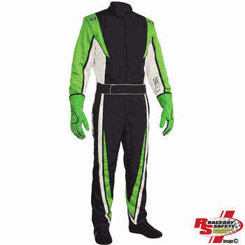 K1 RaceGear Vortex Flo Green Package: Includes Vortex Race Suit, Track-1 Race Gloves and Challenger Race Shoes