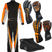 K1 RaceGear Vortex Flo Orange Package: Includes Vortex Race Suit, Race Gloves and Challenger Race Shoes