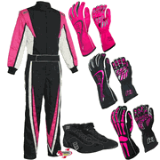 K1 RaceGear Vortex Flo Pink Package: Includes Vortex Race Suit, Track-1 Race Gloves and Challenger Race Shoes
