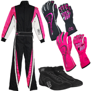 K1 RaceGear Vortex Flo Pink Package: Includes Vortex Race Suit, Track-1 Race Gloves and Challenger Race Shoes