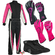 K1 RaceGear Vortex Flo Pink Package: Includes Vortex Race Suit, Track-1 Race Gloves and Challenger Race Shoes