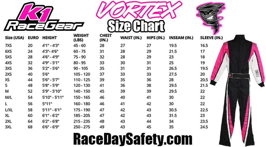 K1 RaceGear VORTEX Racing Suit Flo Pink/Black/White <br>SFI 3.2A/1