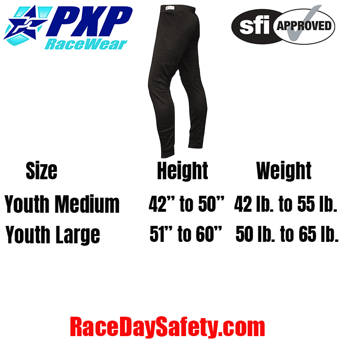 PXP RaceWear Youth Underwear Pants Black <br>SFI 3.3