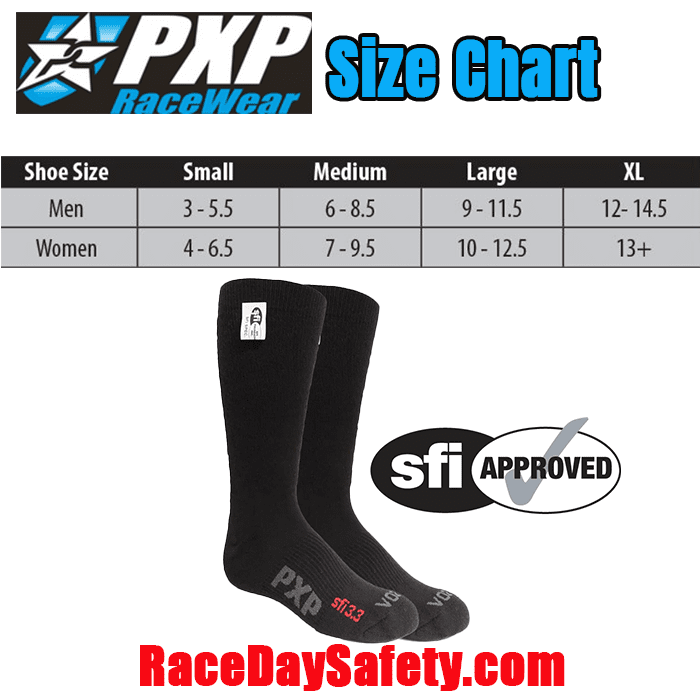 PXP RaceWear Fire Retardant Socks Black <br>SFI 3.3