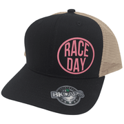 RaceDay Snapback Hat  <br>Black, Khaki, Pink Logo
