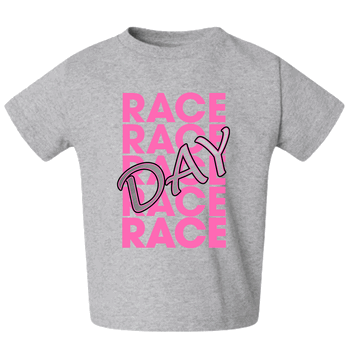 "Race Day" Pink & Heather Gray" Toddler T-Shirt