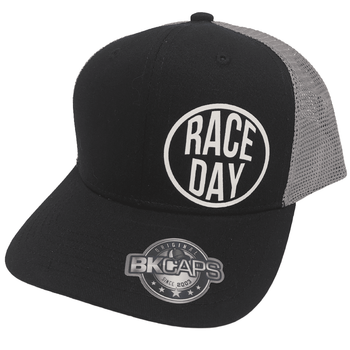 RaceDay Snapback Hat <br>Black, Gray, White Logo