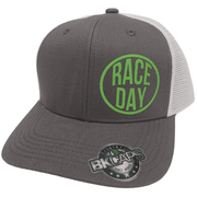 RaceDay Snapback Hat <br>Gray, White, Green Logo