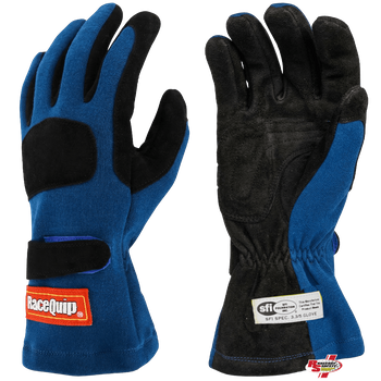 RaceQuip 355 Series 2 Layer Nomex® Race Gloves Blue <br>SFI 3.3/5